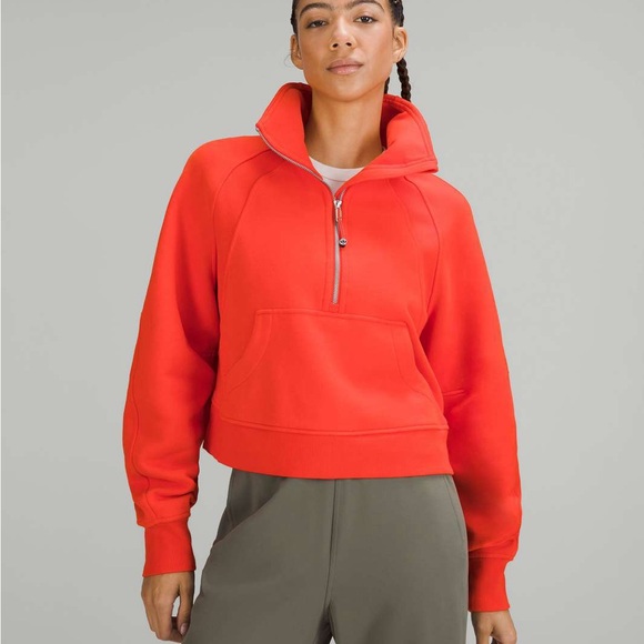 Solar Orange Lululemon Half Zip Cropped Scuba - Picture 1 of 3